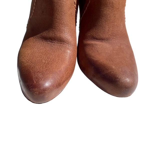 PRADA Leather Heel Mid Calf High Boots Brown Cognac Size 37.5 EU 7.5 US - Picture 6 of 11